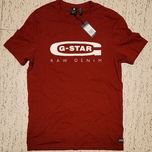 G-Star Raw Red Big Logo Graphic 4 Slim Spell Out T-Shirt NWT